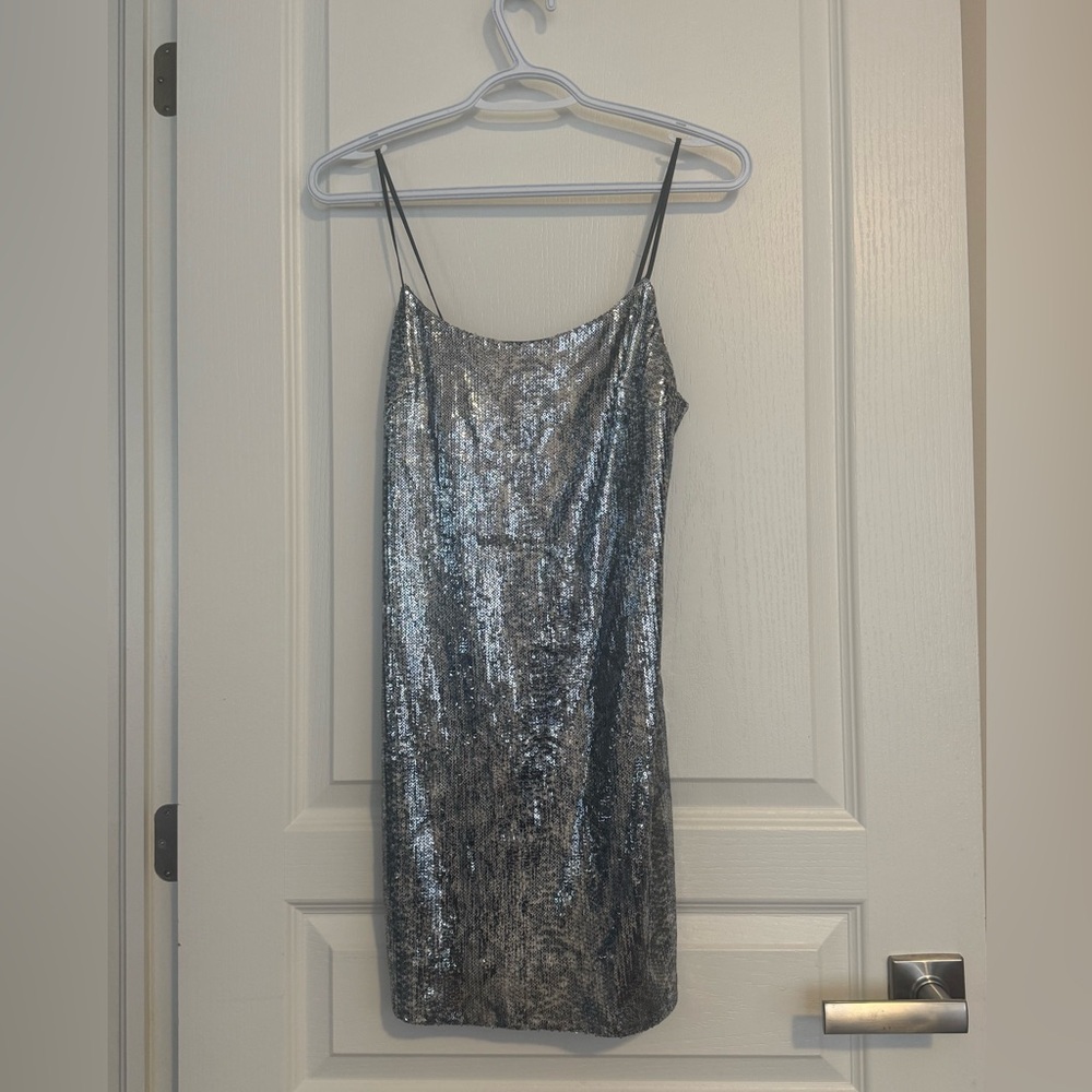 Topshop Metallic Strapless Dress